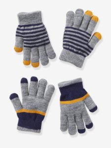 Lote de 2 pares de guantes para niño gris medio jaspeado