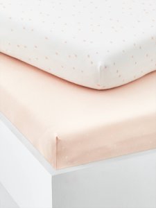 Lote de 2 sábanas bajeras para bebé de algodón rosa claro estampado