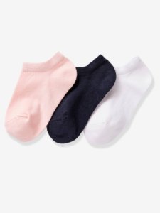 Lote de 3 calcetines bajos ocultos para niña rosa claro liso