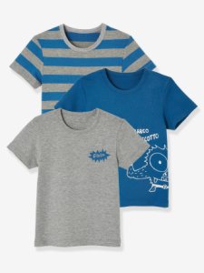 Lote de 3 camisetas stretch niño Biscotto azul oscuro bicolor/multicolor