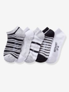 Lote de 5 pares de calcetines cortos invisibles para niño gris medio bicolor/multicolor
