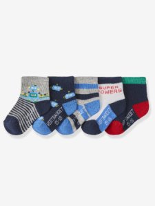 Lote de 5 pares de calcetines para bebé niño azul medio bicolor/multicolor