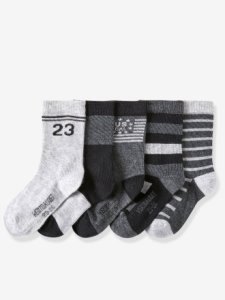 Vertbaudet - Lote de 5 pares de calcetines para niño gris medio bicolor/multicolor