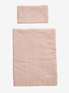 Nórdico + almohada para muñecas de gasa de algodón rosa oscuro bicolor/multicolor