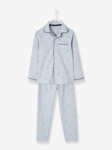 Pijama con cuello camisero, para niño azul claro estampado