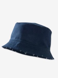 Sombrero bob reversible con motivo anclas, para niño azul medio estampado