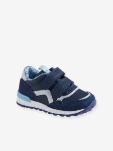 Zapatillas deportivas estilo running con tiras autoadherentes bebé niño azul oscuro liso