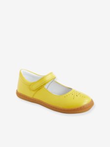 Zapatos tipo babies de piel para niña especial autonomía amarillo medio liso