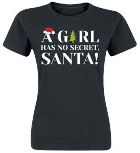 A Girl Has No Secret, Santa! -  - Girls shirt - black
