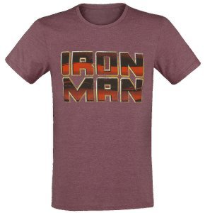 Iron Man - Face - T-Shirt - mottled burgundy