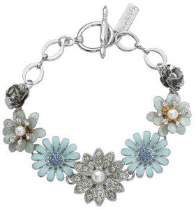 Lovett & Co. - Rose and Aster Flower Bracelet - Bracelet - silver-coloured