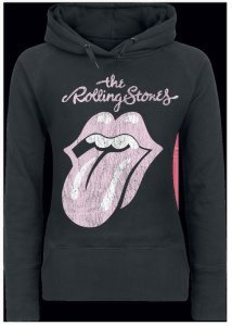The Rolling Stones - Distressed PinkTongue - Girls hooded sweatshirt - black