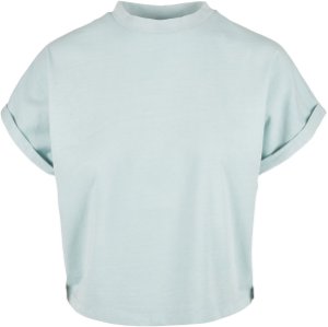 Urban Classics Ladies Short Pigment Dye Cut On Sleeve Tee T-Shirt light blue