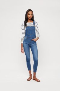 Women's Midwash Casual Skinny Dungaree - mid wash - 14