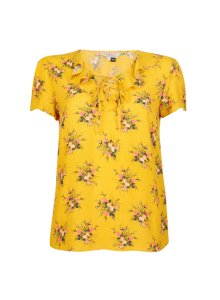 Womens **Billie & Blossom Yellow Ditsy Print Shell Top, Yellow