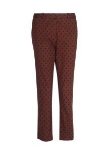 Dorothy Perkins - Womens brown spot print split front cotton blend trousers, brown