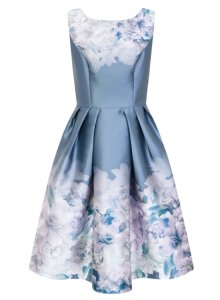 Womens *Chi Chi London Curve Blue Floral Print Skater Dress, Blue