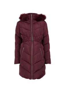 Womens Dp Maternity Burgundy Luxe Padded Coat - Red, Red