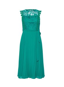 Dorothy Perkins - Womens dp petite green lace pleat midi skater dress, green