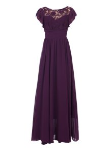 Womens Jolie Moi Dark Purple Crochet Maxi Dress, Dark Purple
