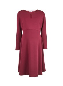 Womens **Maternity Berry Keyhole Dress- Red, Red
