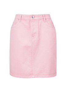 Womens Pink Denim Mini Skirt, Pink