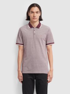 Farah Basel Slim Fit Tipped Polo Shirt In Red