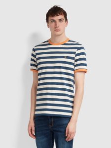 Farah Belgrove Slim Fit Striped T-Shirt In Blue