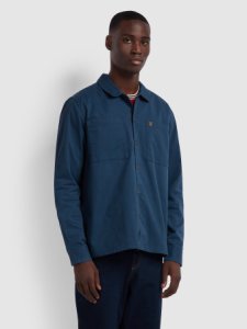 Farah Dallam Relaxed Fit Overshirt In Blue