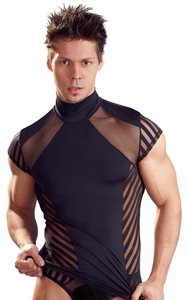 Shirt in Streifen-Optik, mit elastischem Stehkragen