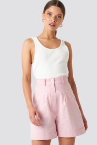 NA-KD Classic Linen Blend Shorts - Pink