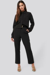 NA-KD Classic Tailored Cropped Suit Pants - Black