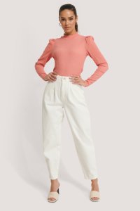NA-KD Trend Front Dart Slouchy Jeans - White
