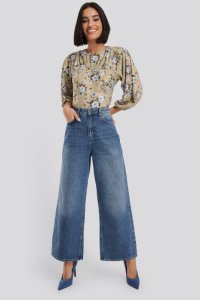 NA-KD Trend Straight Fit Cropped Jeans - Blue
