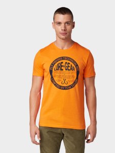 TOM TAILOR T-Shirt mit Schriftzug-Print, Herren, bright orange white melange, Größe: XL