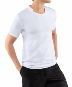 FALKE Herren T-Shirt V-Ausschnitt, XS-S, Weiß, Uni, 61012-286001