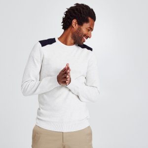Pull col rond maille piquée Ecru Homme