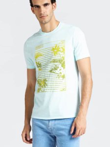 Guess - T-shirt z nadrukiem w formie palm