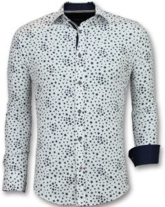 Gentile Bellini - Heren overhemden regular fit - bloemen blouse mannen - 3007 - wit
