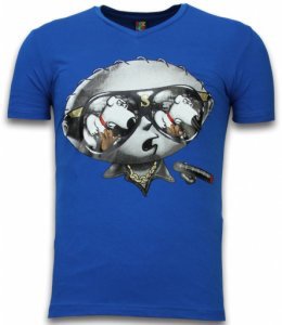 Stewie Dog - T-shirt - Blauw