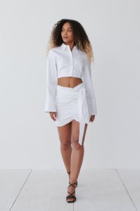 Angelica Blick x NA-KD Strap Detail Gathered Skirt - White