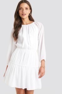 Julia Wieniawa x NA-KD Draped A-lined Chiffon Dress - White