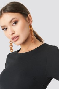 NA-KD Accessories Connected Resin Chain Earrings - Brown