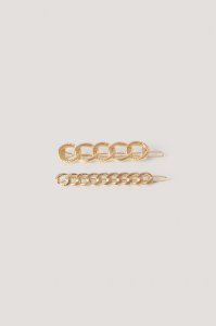NA-KD Accessories Double Pack Chain Hairclips - Gold