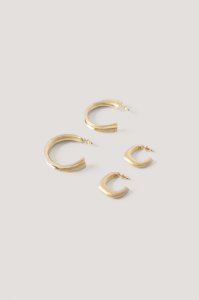 NA-KD Accessories Double Pack Matte Uneven Hoops - Gold