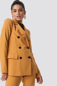 NA-KD Classic Contrast Buttons Blazer - Yellow