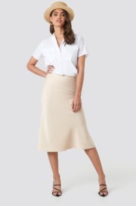 NA-KD Classic Satin Skirt - Beige