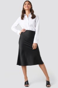 NA-KD Classic Satin Skirt - Black