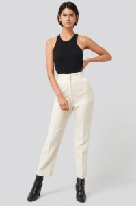 NA-KD Classic Tailored Cropped Suit Pants - White