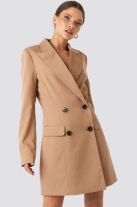 NA-KD Classic Wide Lapel Blazer Dress - Brown